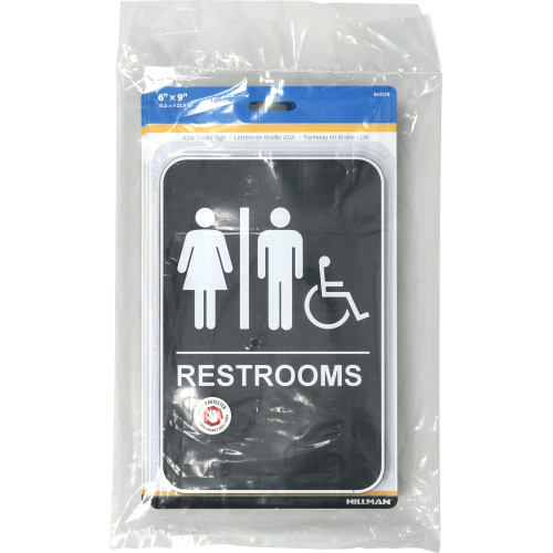 Unisex Handicapped Restroom Adhesive Sign With Braille Retail