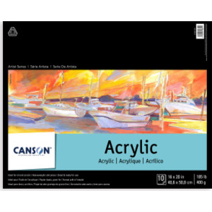 Artist Series Acrylic Pad, Foldover Binding, 10 Sheet, 16x20 inch, 1 Count