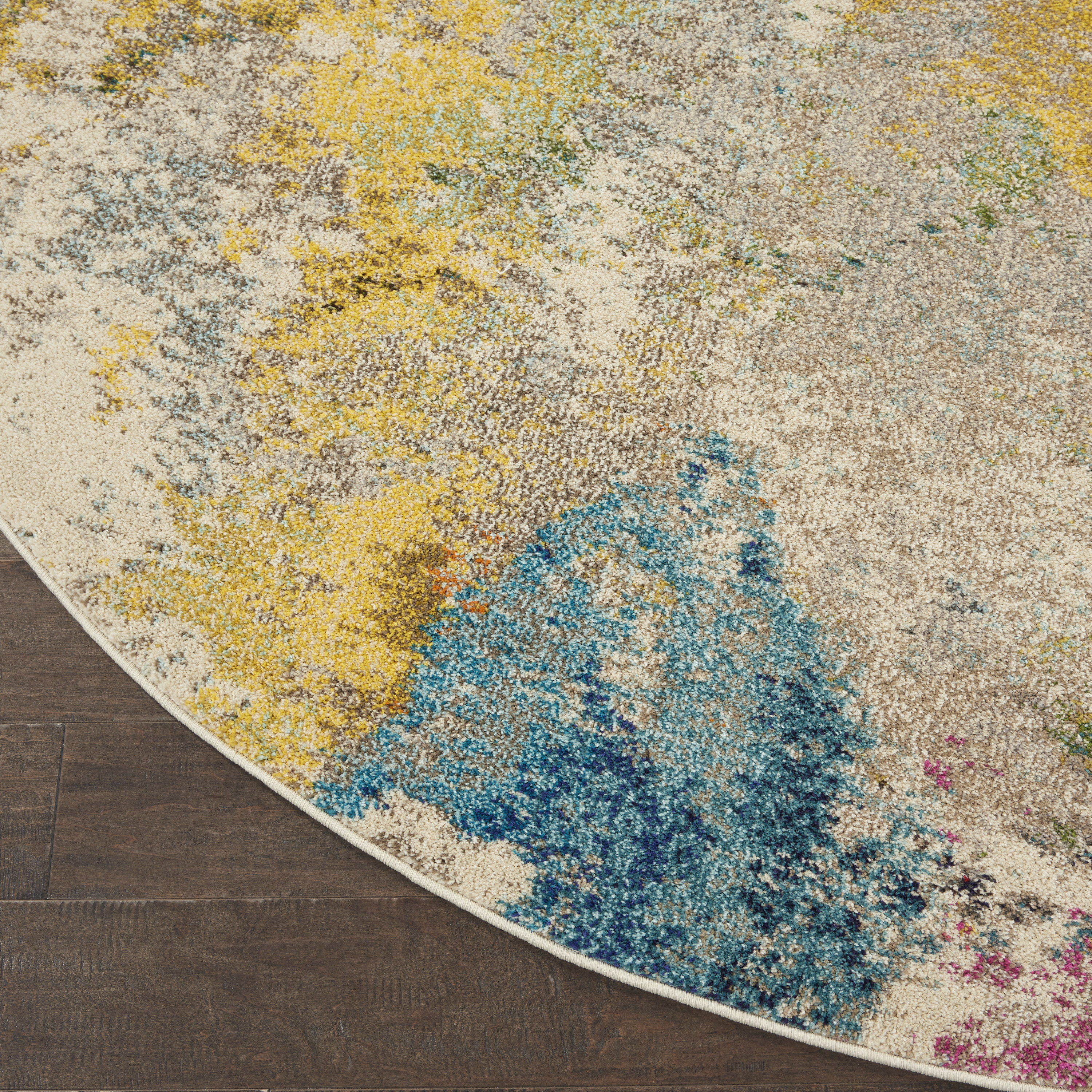 Nourison Celestial 7’10” x Round Ivory Multicolor Modern & Contemporary Indoor Rug