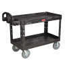 Rubbermaid Commercial, BRUTE, Heavy Duty Ergo Handle Utility Cart, Lipped Shelf, Black