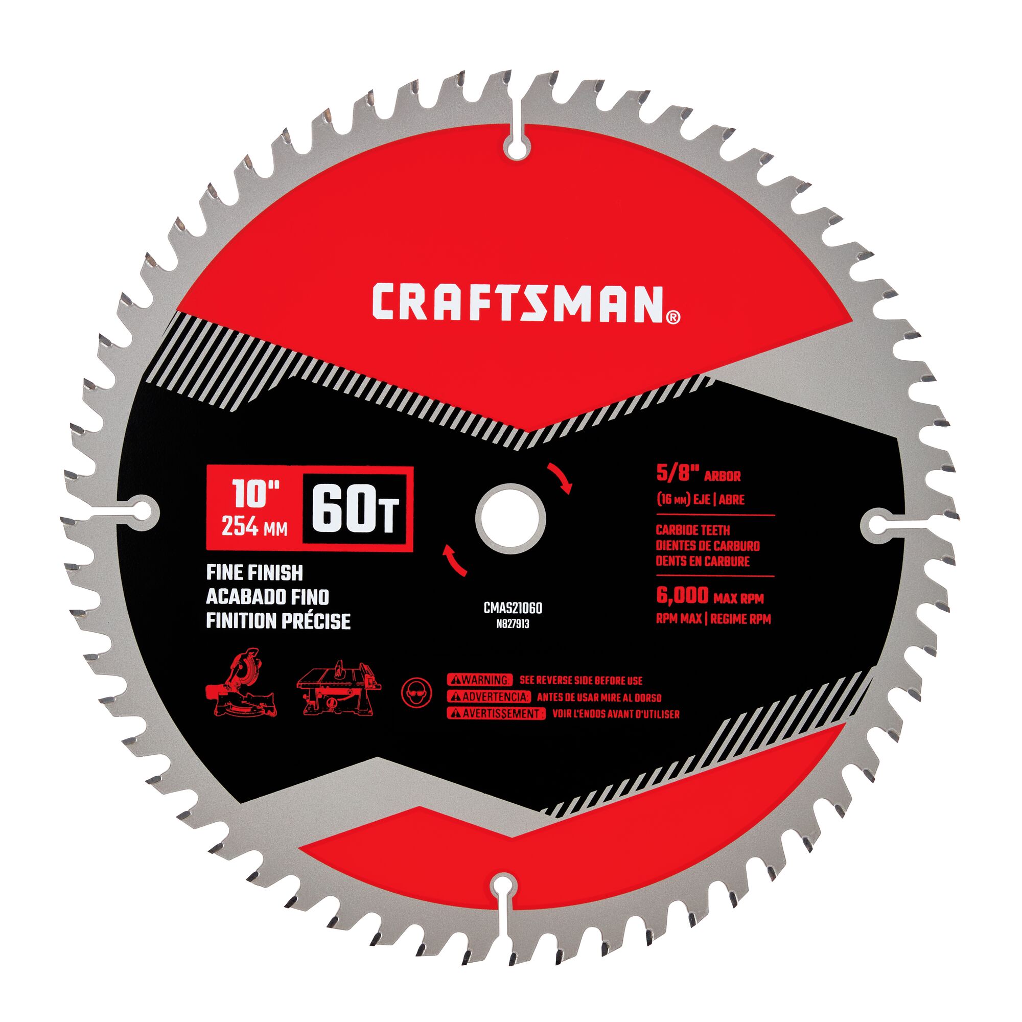 10 inch 60 tooth carbide miter table saw blade.