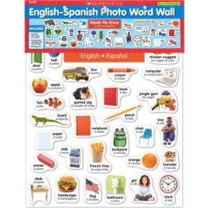 English-Spanish Photo Word Wall Bulletin Board Set