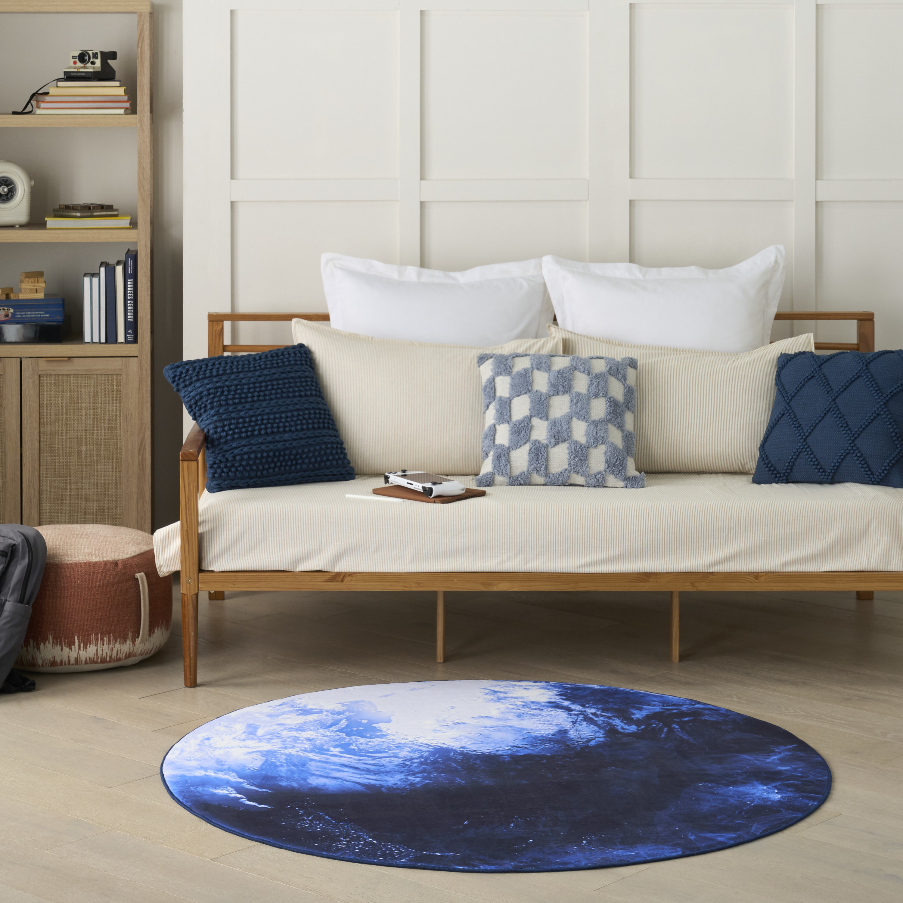 Nourison Imagination 5' x Round Blue Kids Indoor Rug