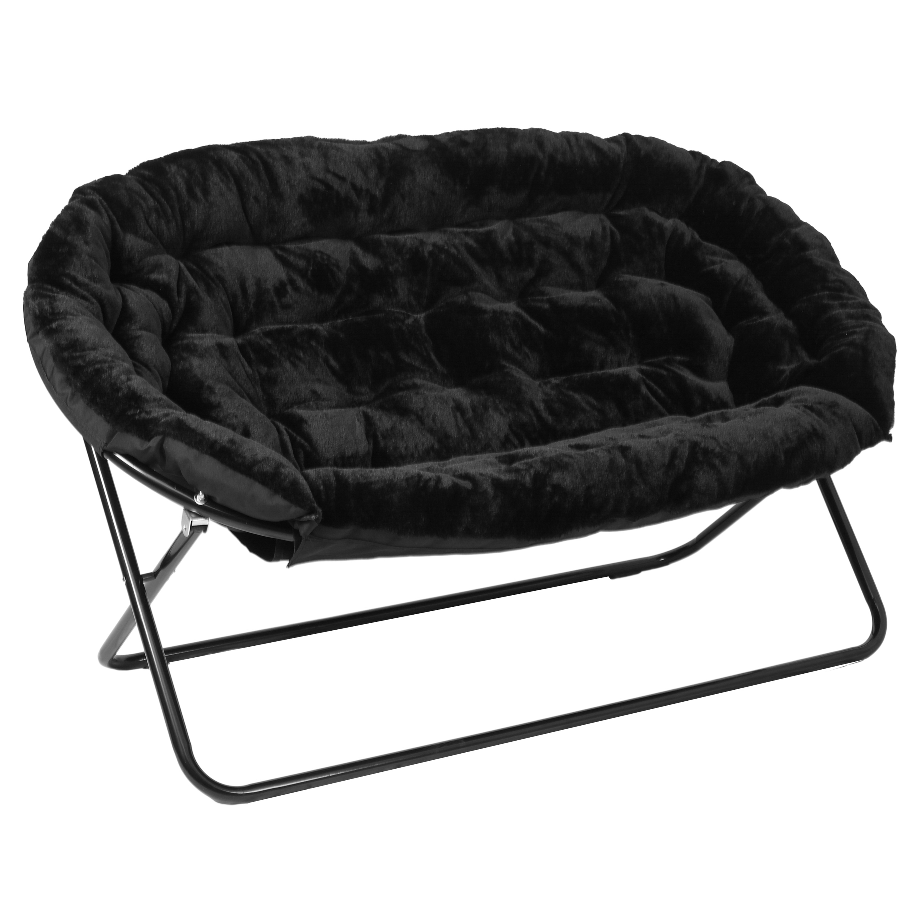 Janey Folding Double Saucer Chair in Gray Faux Fur with a Soft Gold Steel Fra... - Picture 37 of 47