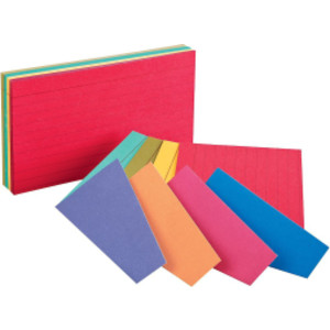 Two-Tone Index Cards, 3" x 5", Assorted Colors, Pack of 100