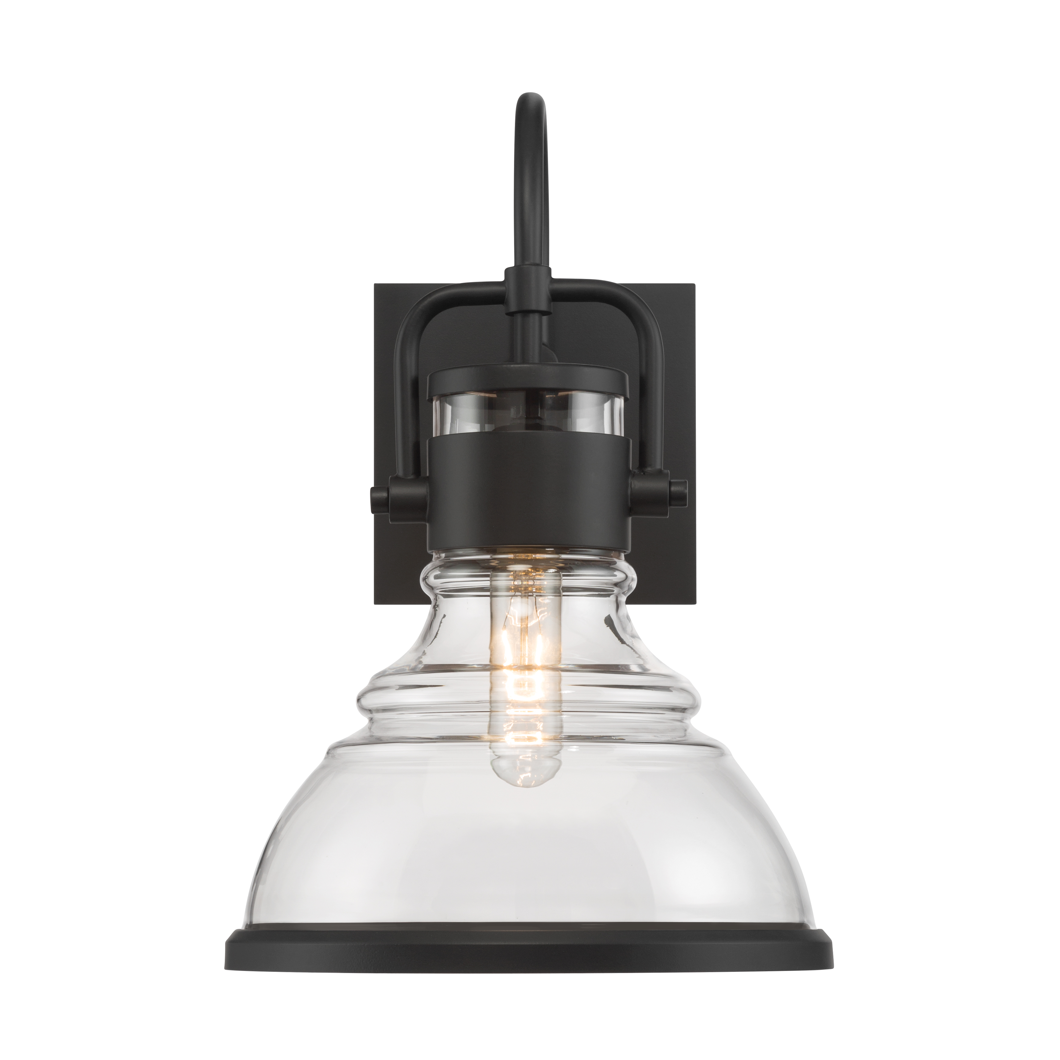 1-Light Outdoor Wall Sconce - Dark Matte Black with Clear Glass - alternate view