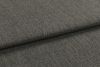 Gray textured upholstery fabric, folded over itself forming a horizontal overlap; revealing tight weave and slight nap; close-up view under soft, even lighting.