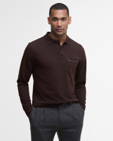 Furness Long-Sleeved Polo Shirt Dark Oak