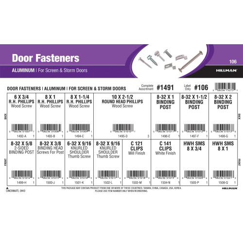 Aluminum Door Fasteners Assortment (For Screen & Storm Doors)