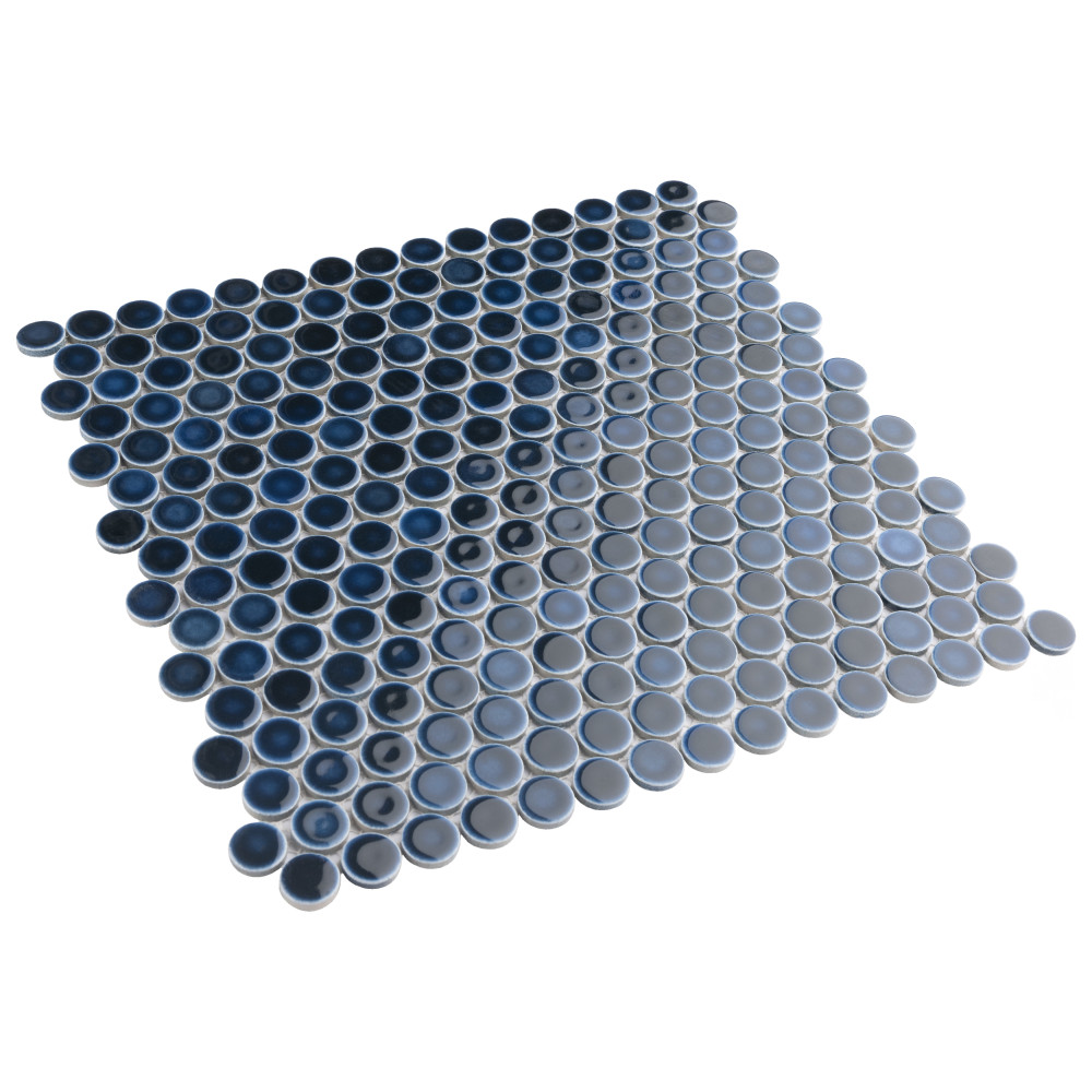 Sample – Hudson Penny Round Midnight Porcelain Mosaic Tile