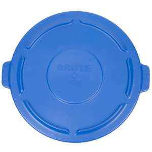 Rubbermaid Commercial, BRUTE, Self-Draining, Round, Heavy Duty Plastic, 44 gal, Blue, Receptacle Lid