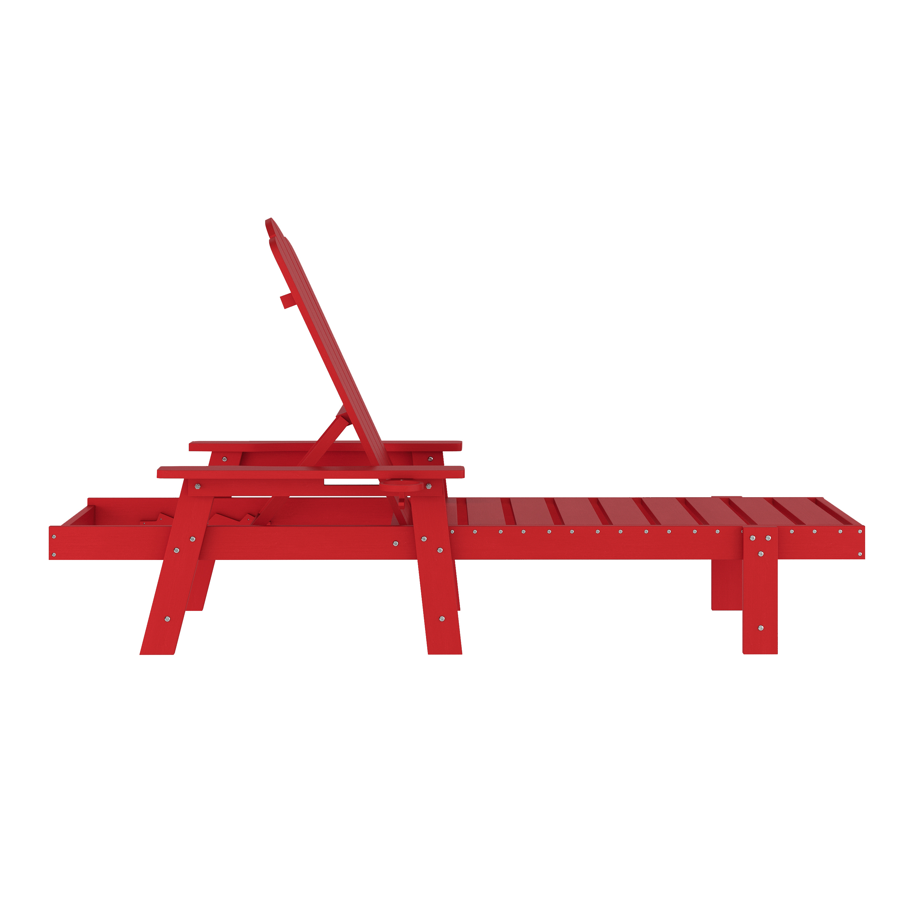 Stockton Set of 2 Red Recycled HDPE Adjustable Adirondack Loungers with Fold ... - Bild 8 von 23