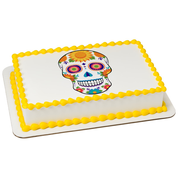 White Sugar Skull PhotoCake® Edible Image®