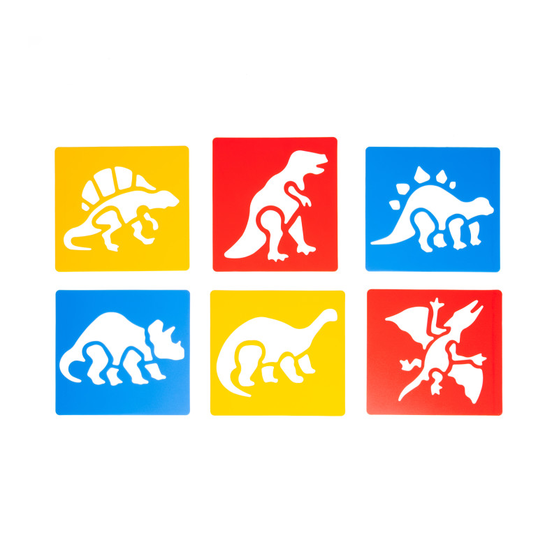 Dinosaur Stencils, Plastic, 6 Count