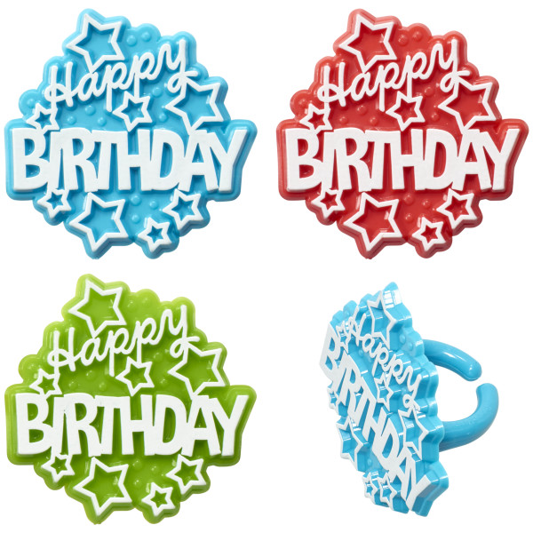 Happy Birthday Stars Cupcake Rings