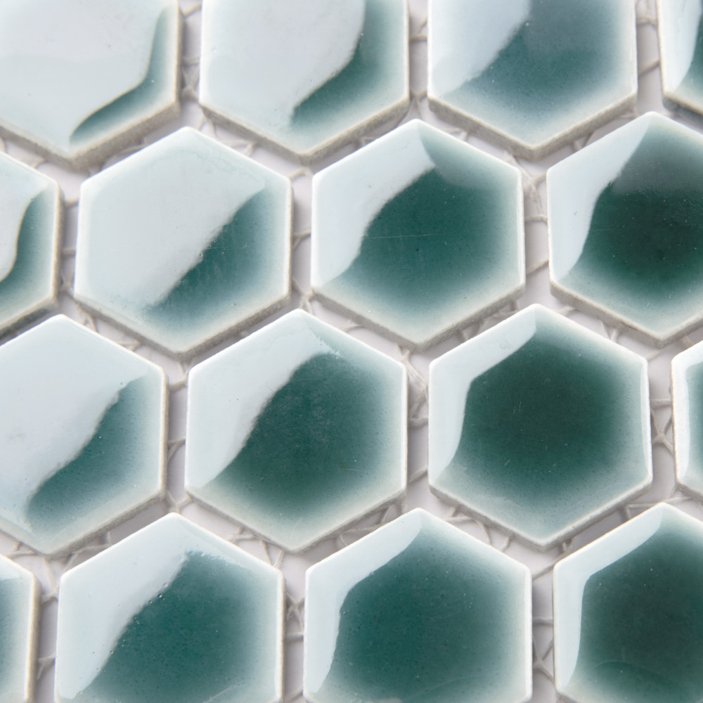 Sample – Hudson 1″ Hex Emerald Porcelain Mosaic Tile