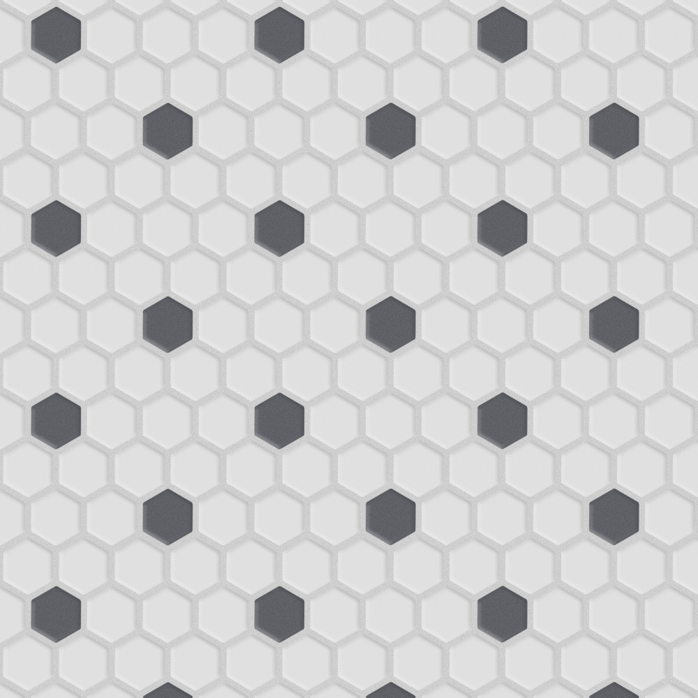 Gotham 1″ Hex White w/ Black Dot 10-1/4 in. x 11-7/8 in. Porcelain Mosaic Tile
