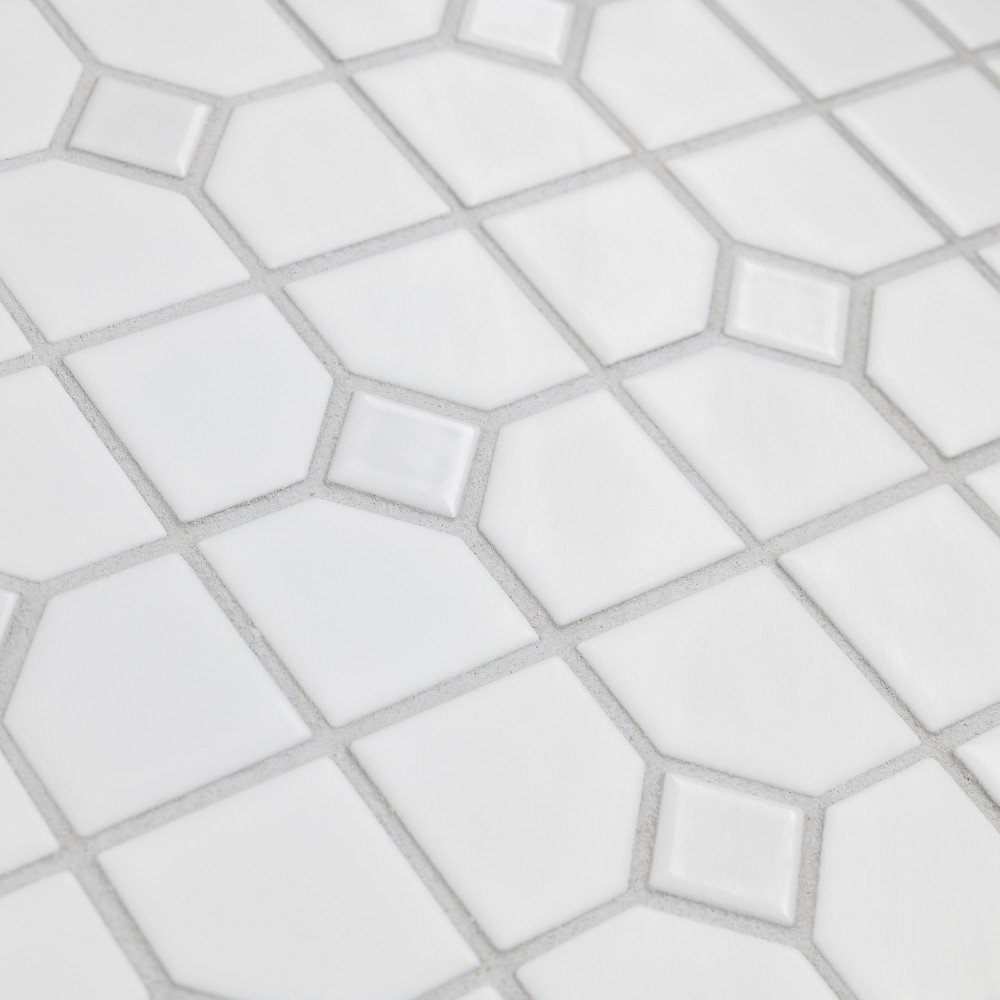 Oxford Matte White w/ Glossy White Dot 11-3/8 in. x 11-3/8 in. Porcelain Mosaic Tile