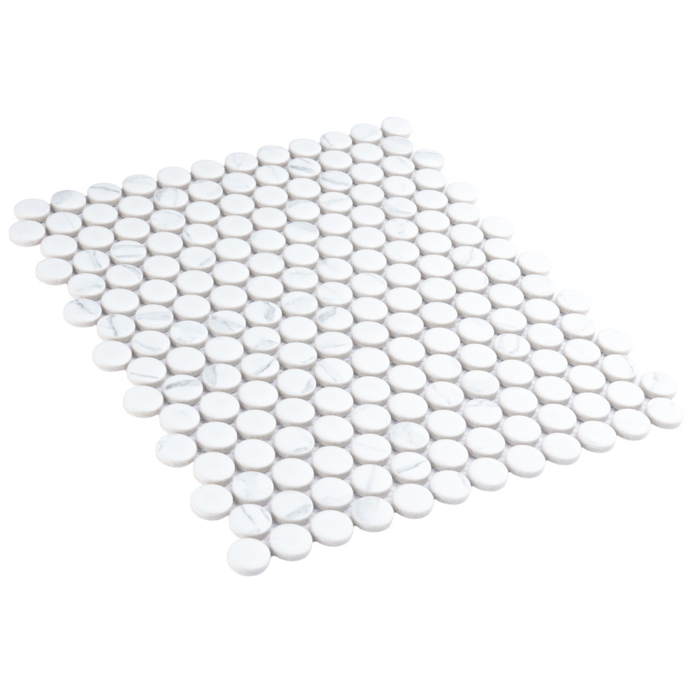 Carrione Penny Matte Carrara 9-3/4 in. x 11-1/2 in. Porcelain Mosaic Tile