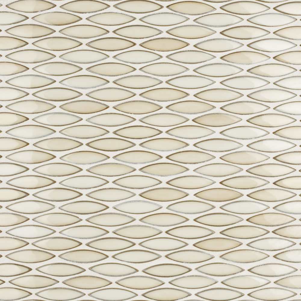 Pescado Glossy Crema 12 in. x 12-1/2 in. Porcelain Mosaic Tile