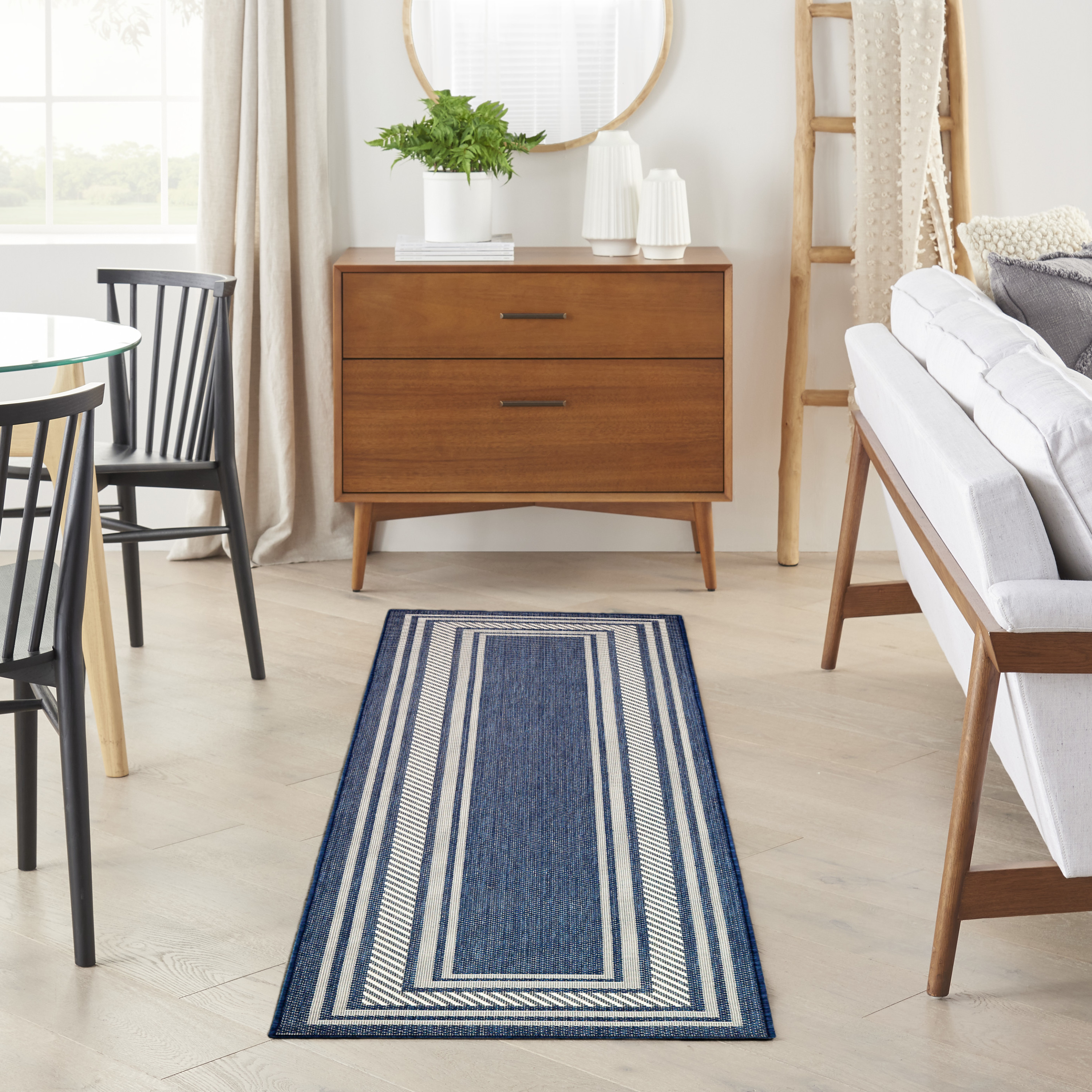 Nourison Horizon Indoor/Outdoor 2' x 6' Navy Modern Rug