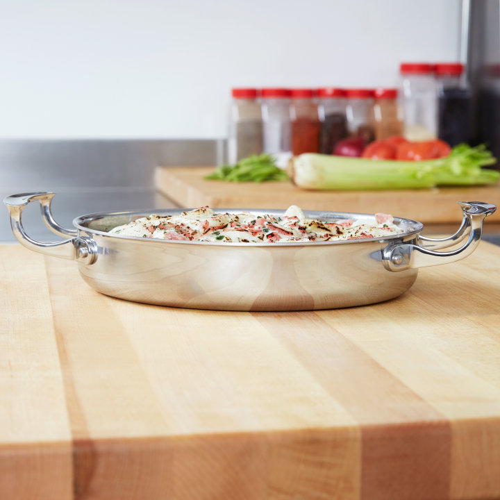 10-inch Miramar® display cookware oval 18-8 grade stainless steel au gratin pan in mirror finish