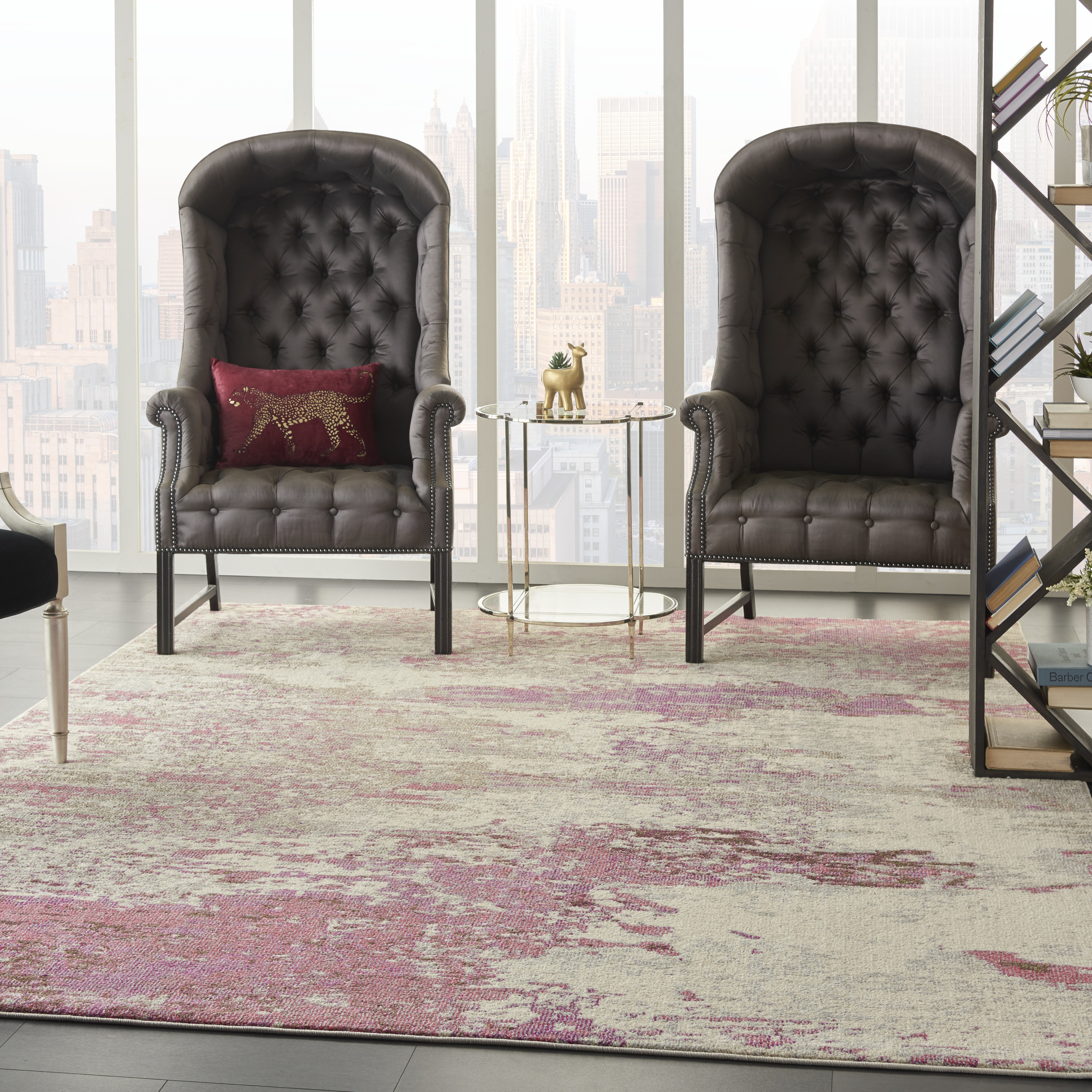 Nourison Celestial 9' x 12' Ivory Pink Modern Indoor Rug