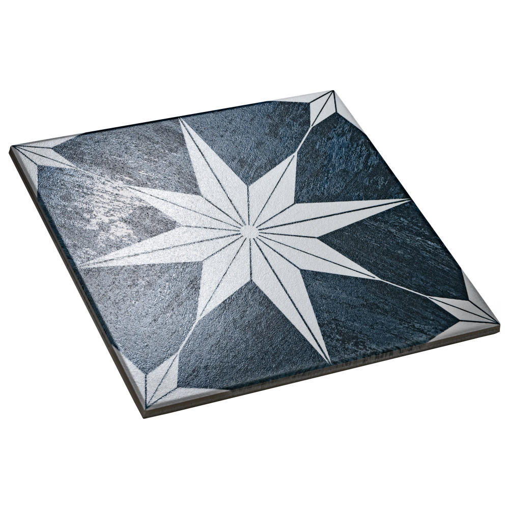 Cassis Stella Black Night 9-3/4 in. x 9-3/4 in. Porcelain Floor and Wall Tile