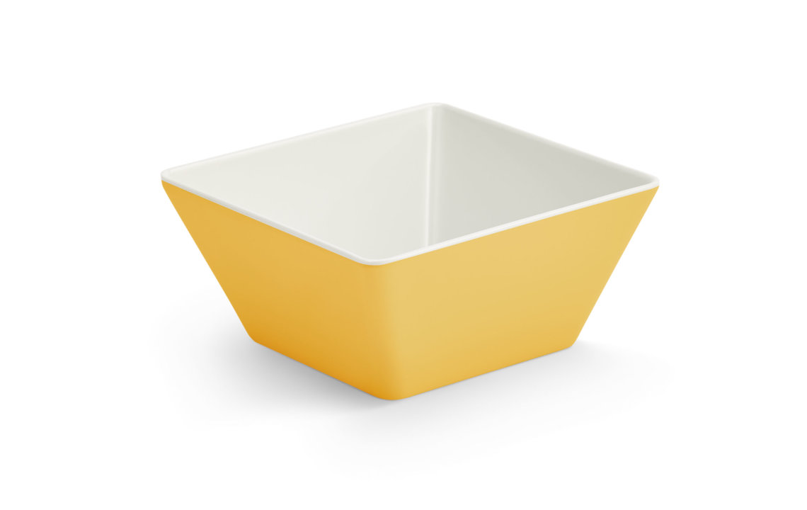 Medium square melamine cubic display bowl in yellow