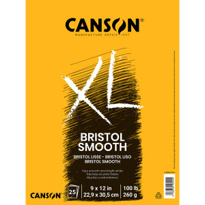XL Series Bristol Pad, Smooth Finish, Foldover Binding, 25 Sheet, 9x12 inch, 1 Count
