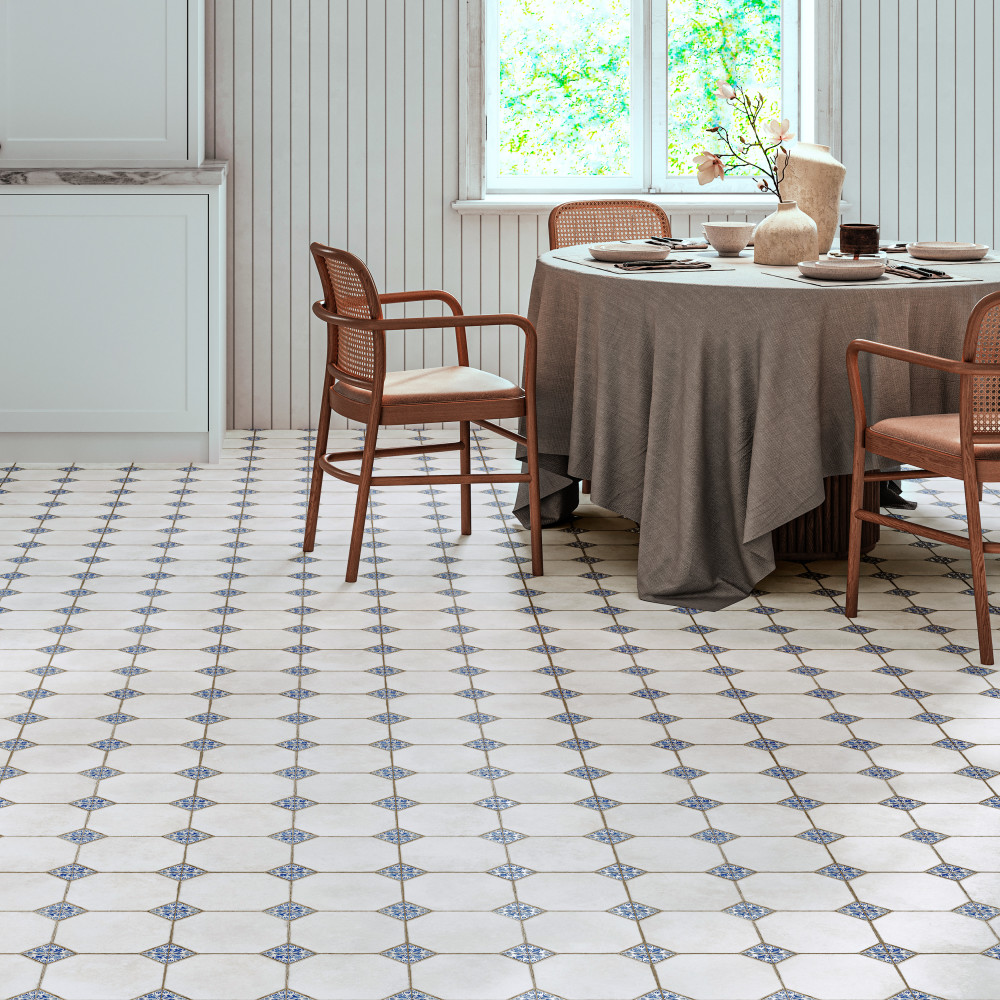 Englishtown Blue 12-7/8 in. x 12-7/8 in. Porcelain Floor and Wall Tile