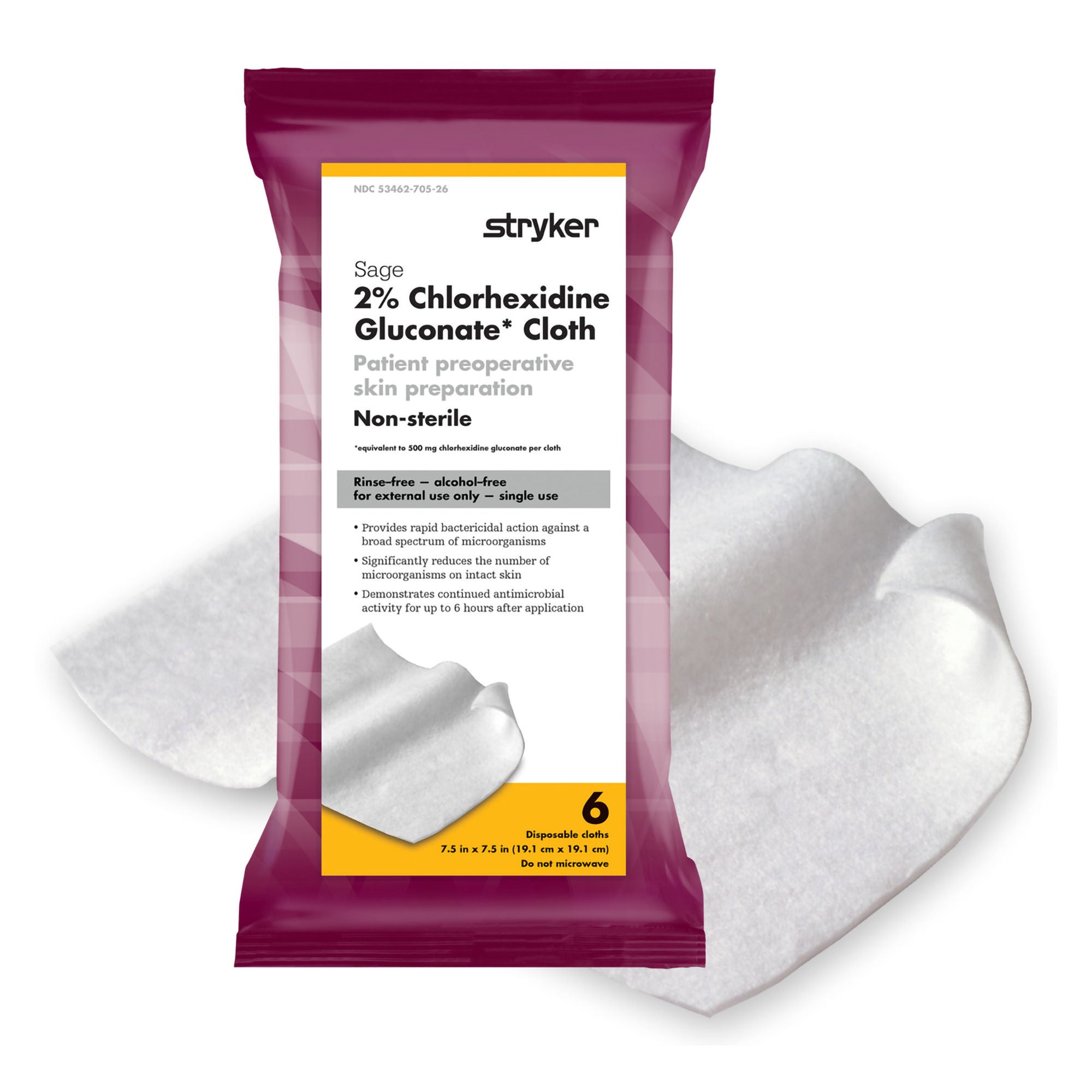 Sage® 2% CHG Preoperative Skin Prep Wipe, 7.5 x 7.5 Inch