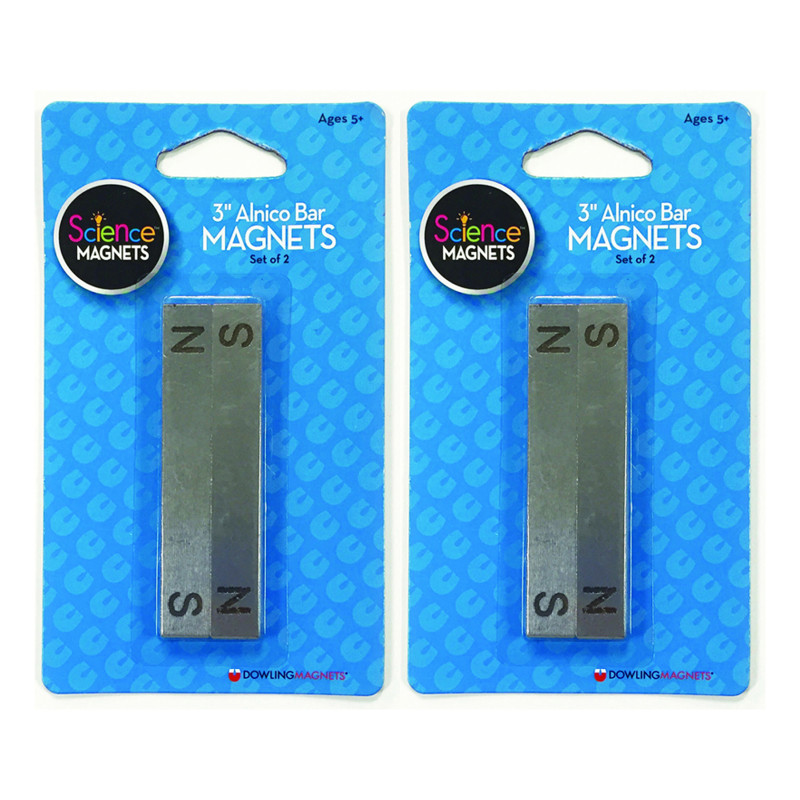Alnico Bar Magnets with N/S Stamping, 3 in, 4 Count