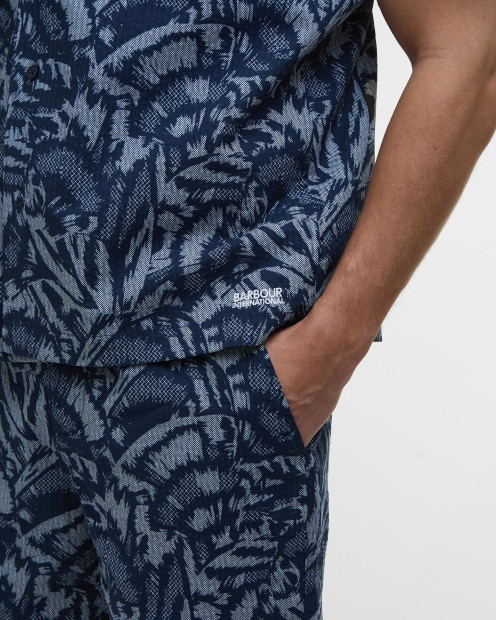 Kew Printed Short-Sleeved Shirt Navy