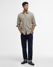 Irvine Textured Tailored Long-Sleeved Shirt Washed Stone