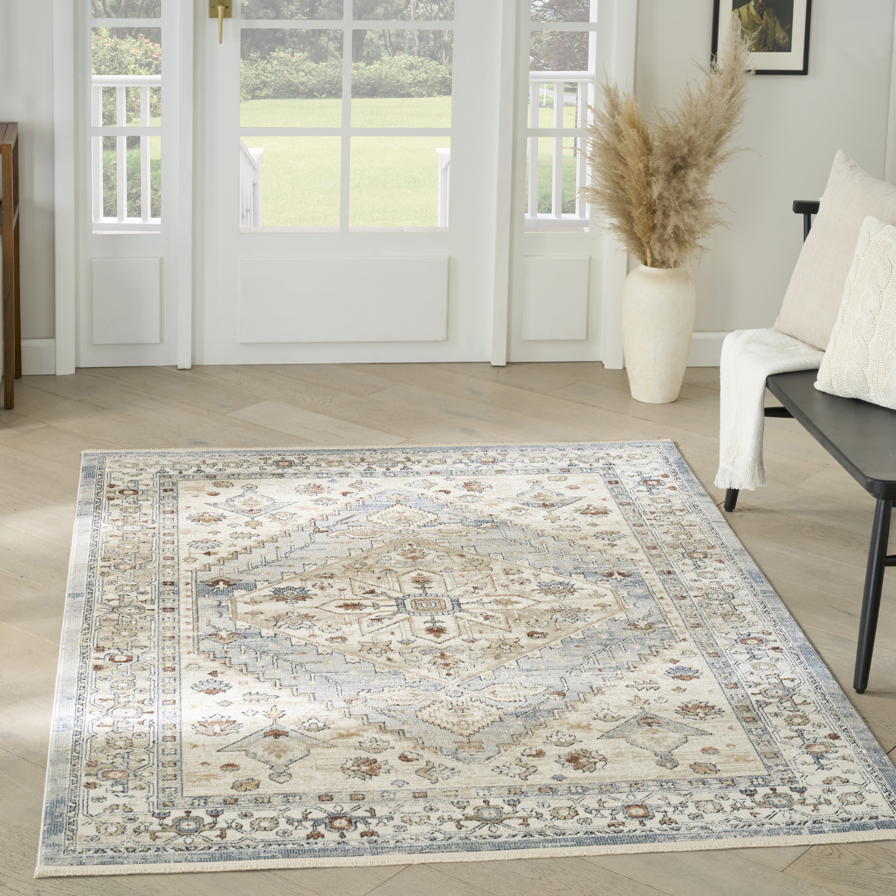 Nourison Pardis 4' x 6' Blue Taupe Vintage Indoor Rug