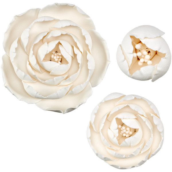 Peony Assortment - Red 3 Free Gum Paste Flowers