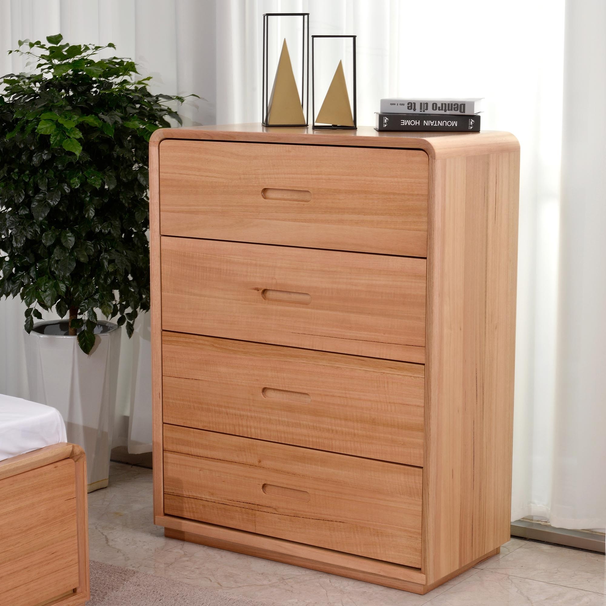 Lifestyle image of the Valentine Tallboy (4 Drawer), Natural from Forty Winks