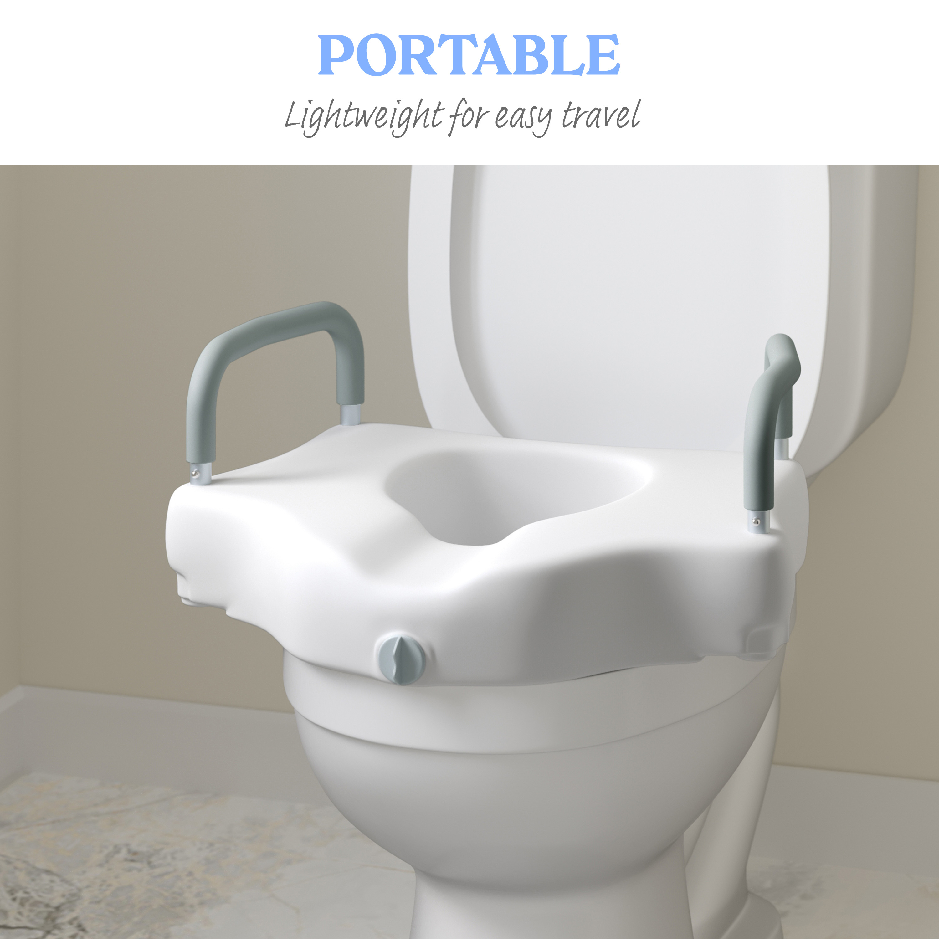 Asiento de inodoro elevado Ramsey para ancianos con envoltura de espuma ajustable en altura... - Imagen 9 de 13
