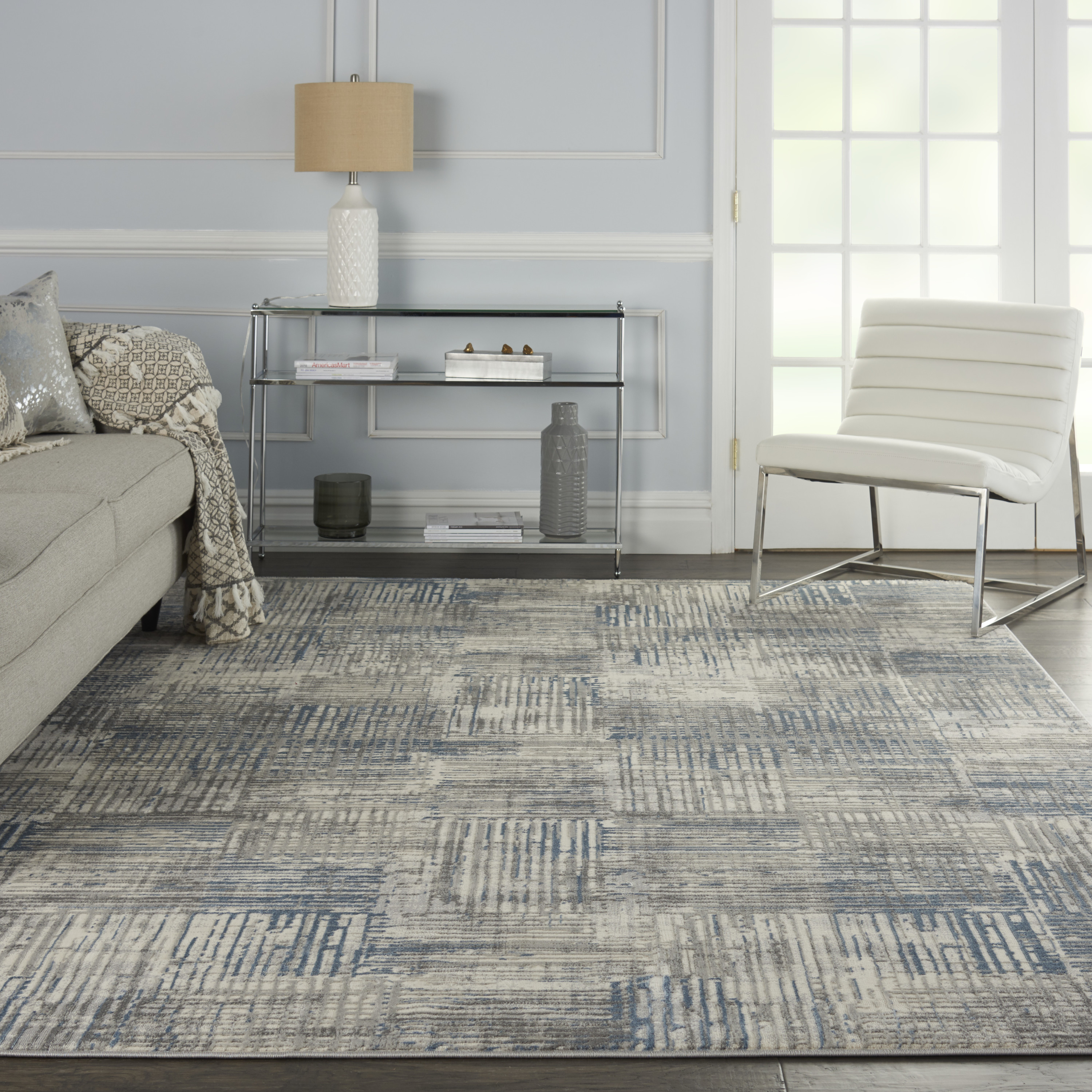 Nourison Solace 8' x 10' Ivory Grey Blue Modern Indoor Rug