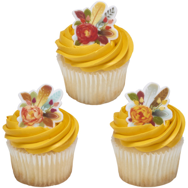 Flowers & Feathers Cupcake Rings