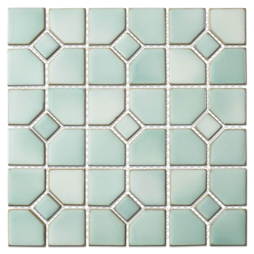 Hudson Oxford Mint Green 11-3/8 in. x 11-3/8 in. Porcelain Mosaic Tile