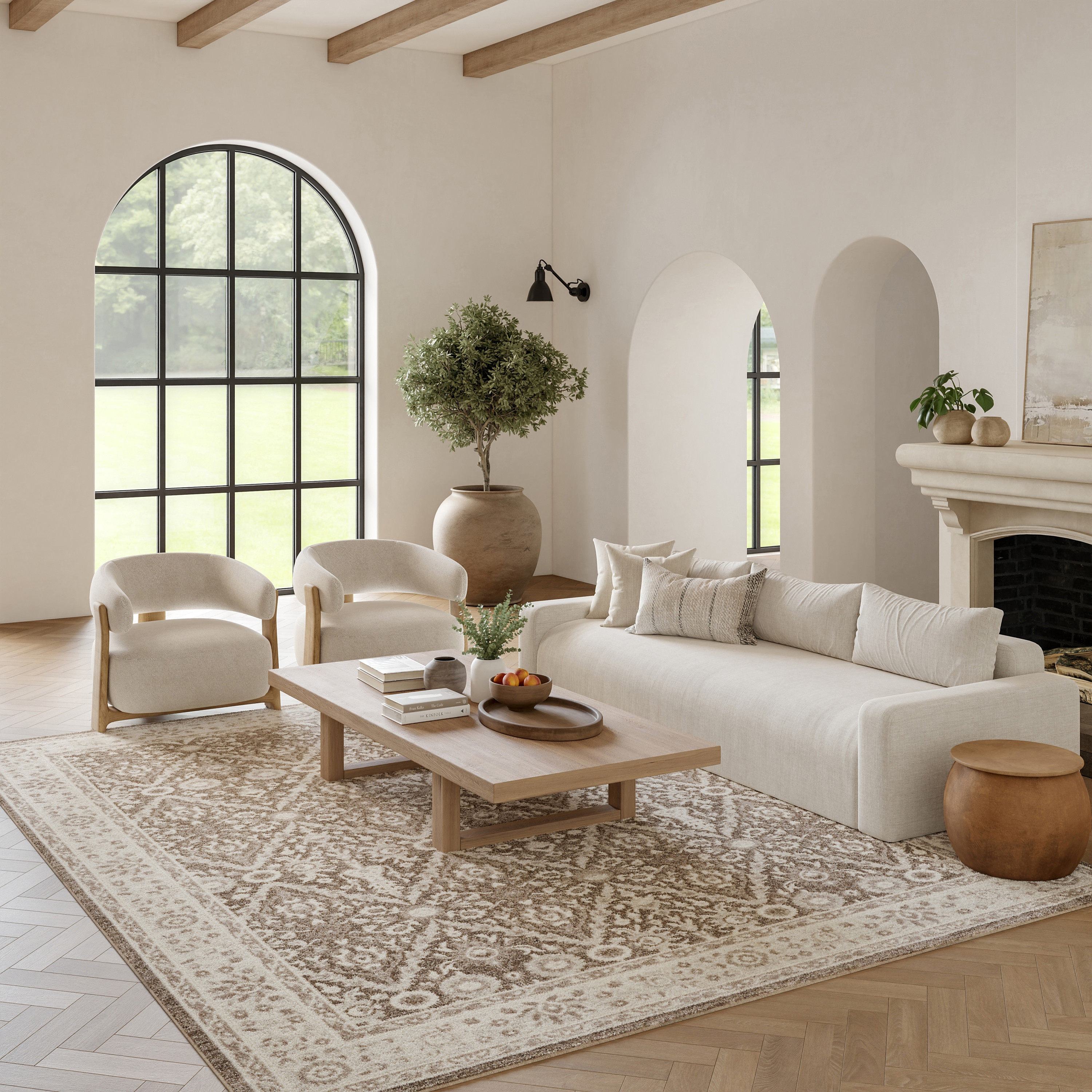 Nourison Eco Cycle 7'10" x 9'10" Ivory Mocha Vintage Indoor Rug