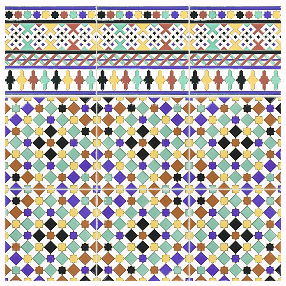 Sevillano Giralda Cenefa 7.88x7.88 Square Ceramic Wall Only Digital Pattern