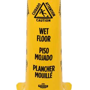 Impact, Banana Cone Trilingual "CAUTION WET FLOOR", Wet Floor Cone, Yellow, 36"