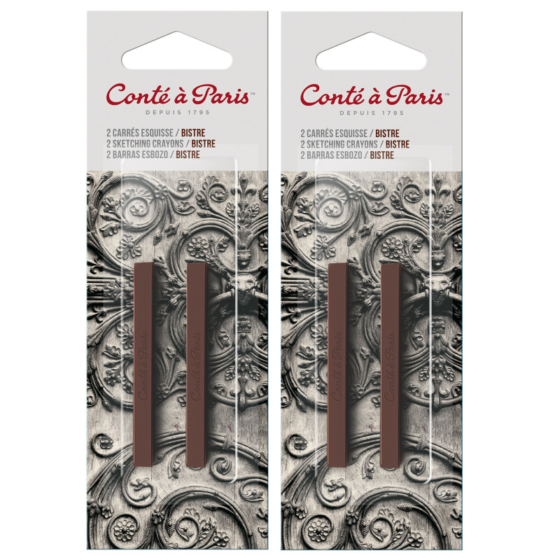 Carrés Esquisse Sketching Pastel Crayons, Bistre (2340-01), 2 Per Pack, 2 Packs