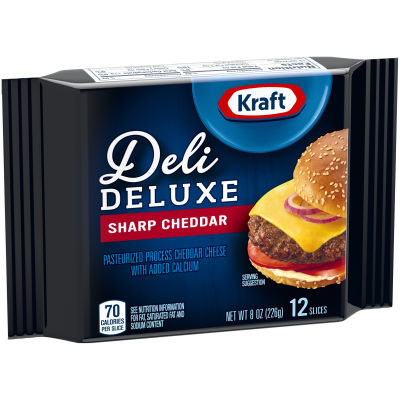 Kraft Deli Deluxe Sharp Cheddar Cheese Slices, 12 ct Pack