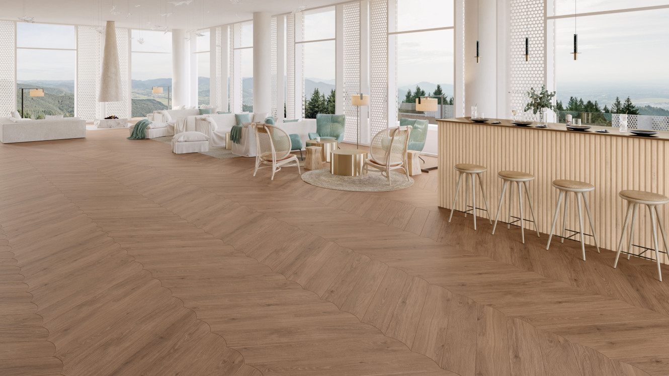 Slash Dark Brown 8x48 Arch and Natural 8x48 3D Plank