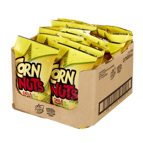 CORNNUTS Chile Picante Con Limon 12-Pack, 3 LB . C1RP - Front Right Pallet/Display (Hi Res)