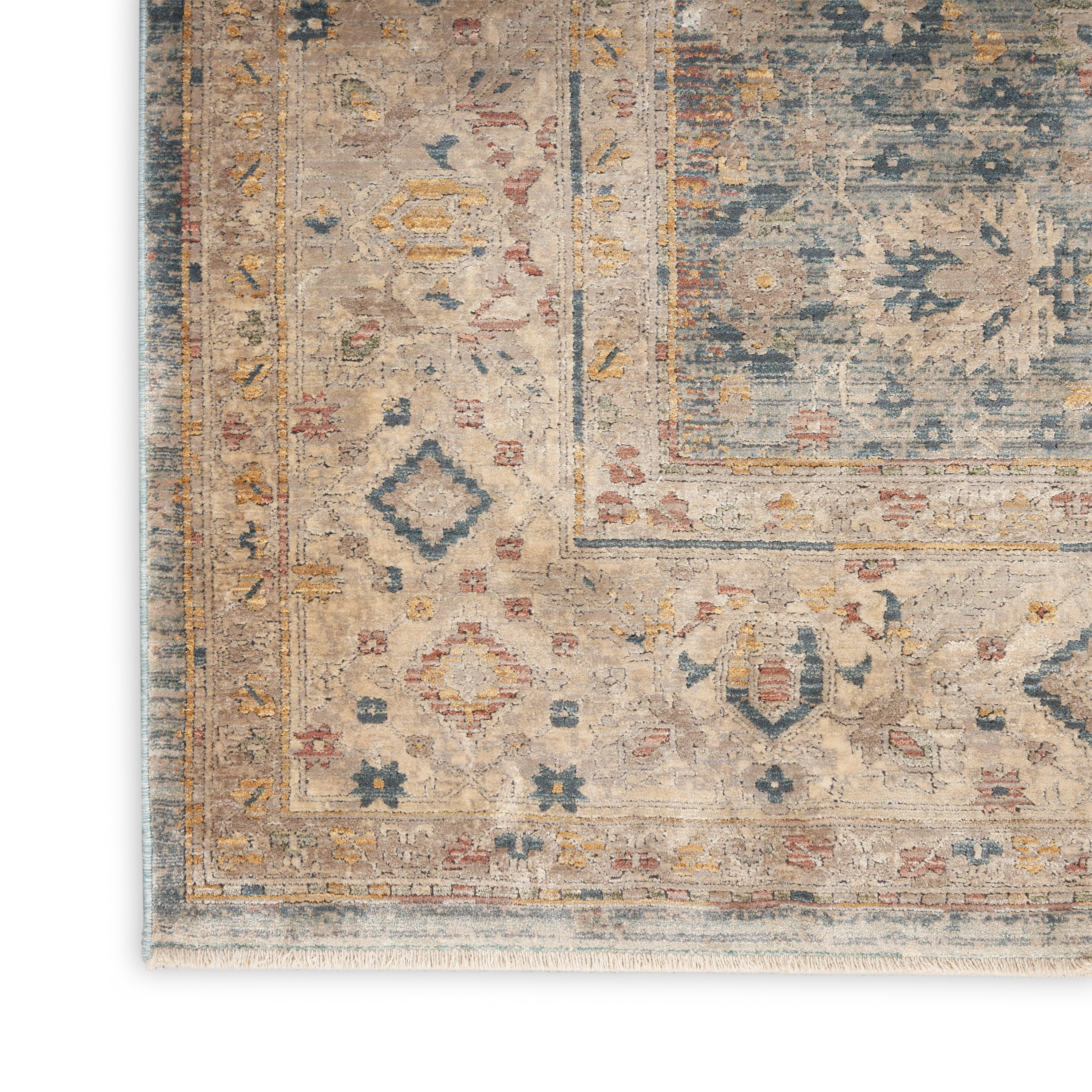 Nourison Luxurious 8'6" x 11'6" Ivory Blue Vintage Indoor Rug
